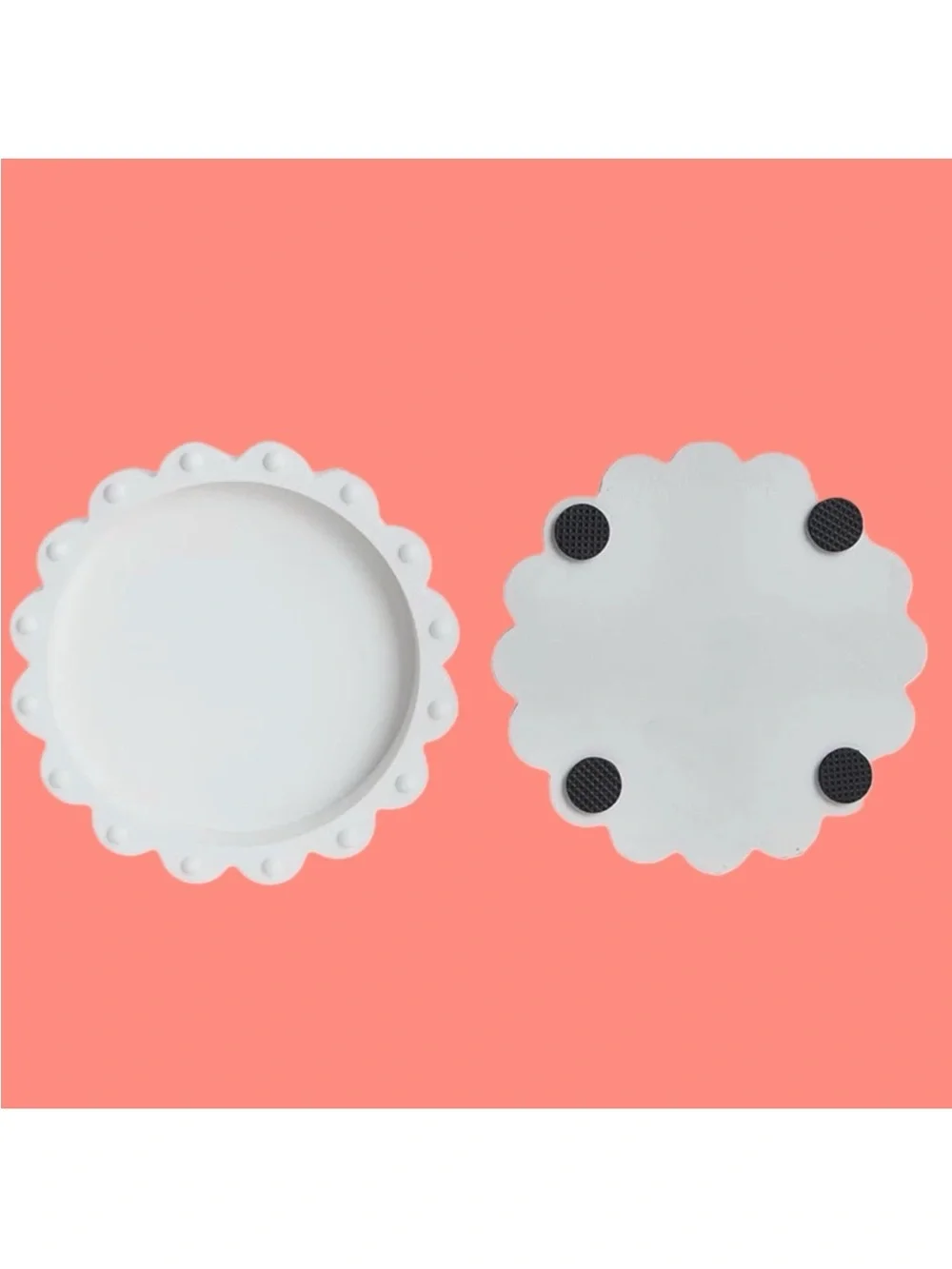 🛍️2/$15 Ivory White Beaded Scalloped Jewelry Tray Ring Dish Holder New
